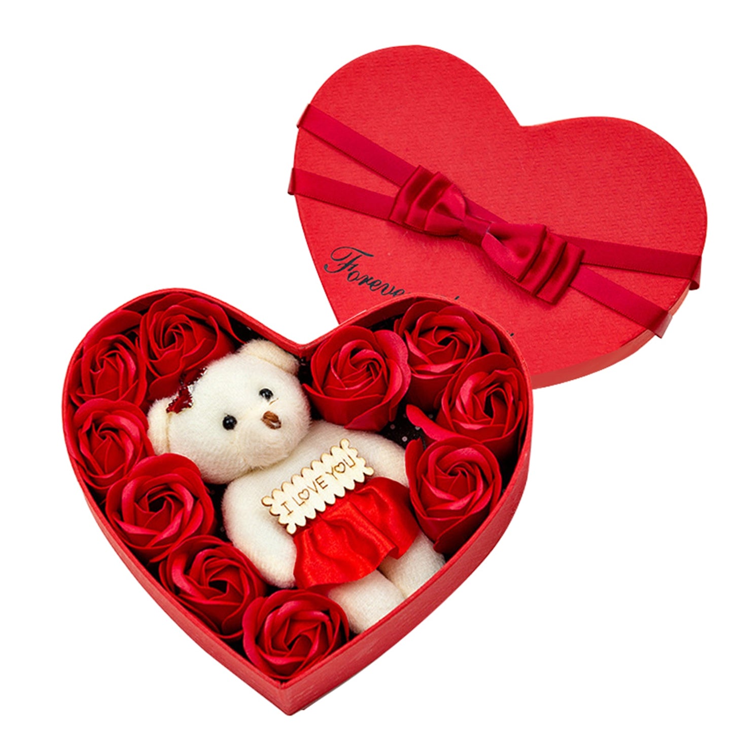 Lovely bear with eternal roses